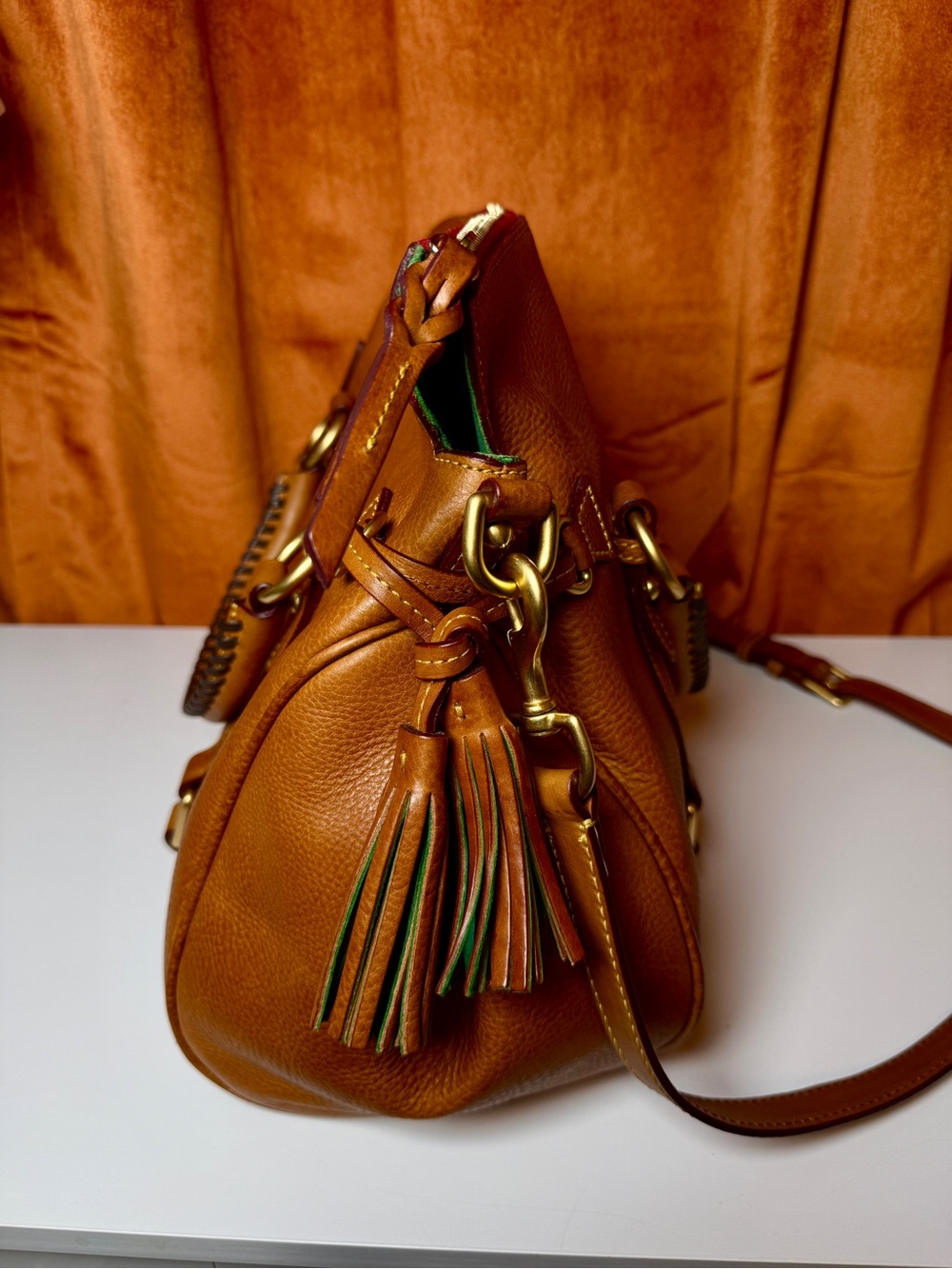 Dooney & Bourke Florentine Leather Satchel Natural Tan Bag J4844068 EUC Clean - Picture 6 of 12